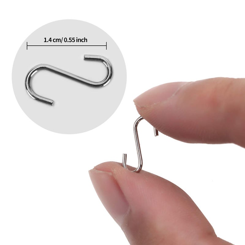 Senkary 100 Pieces 1/2 Inch Mini S Hooks Small S Hooks Stainless Steel S Shaped Hooks for Ornaments, Jewelry and Hanging (Silver) - Image 2